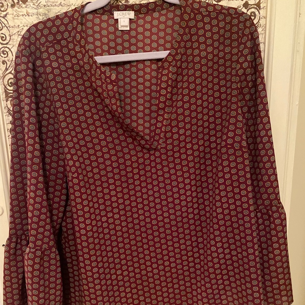 J Crew printed blouse size L